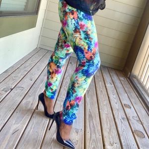 Floral print skinny jeans
